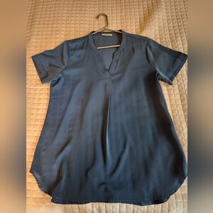 blue short-sleeved top